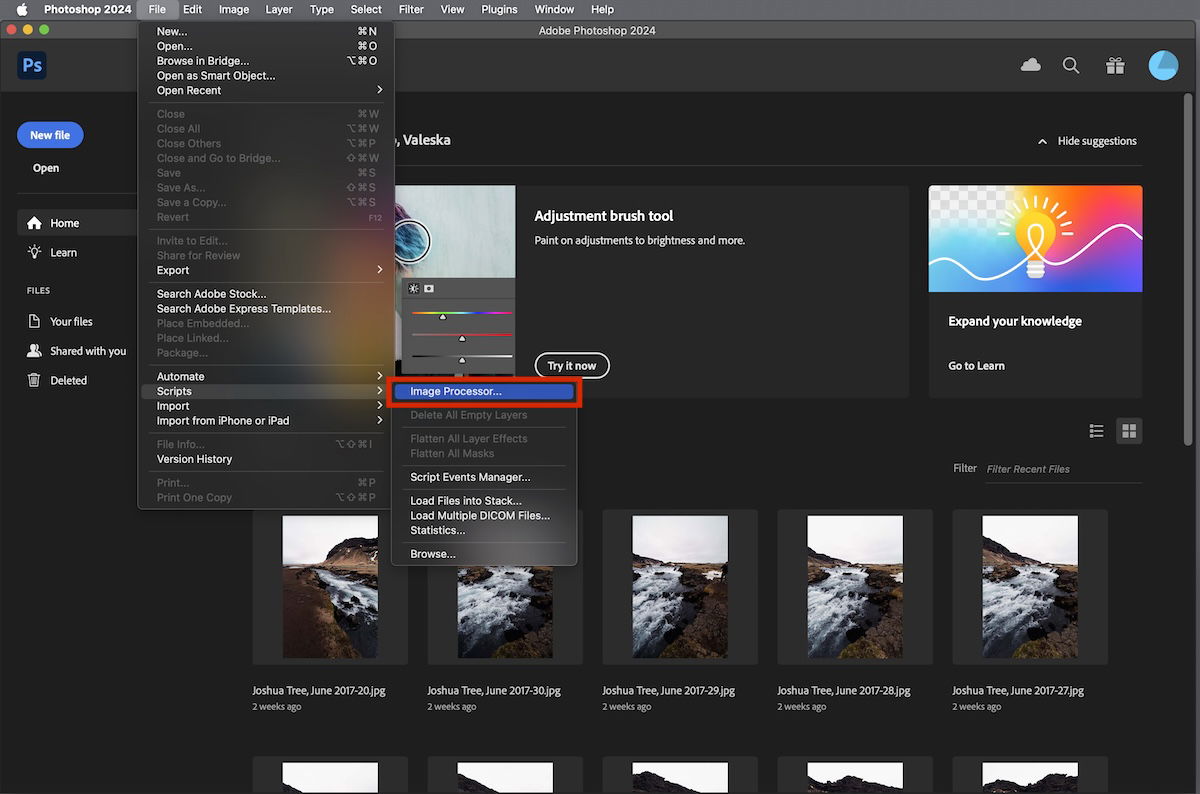 screenshot of photoshop showing image processor