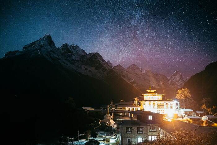 Photo of building under the night sky