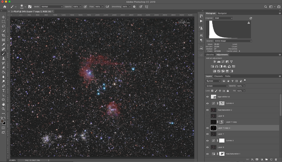 Editing a Milky Way photo in Adobe Photoshop